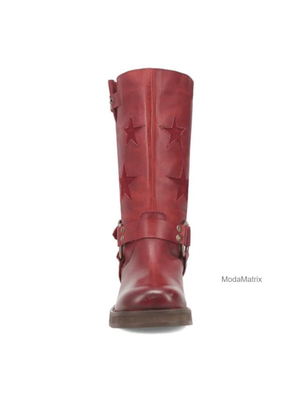 Knee High Riding Boots Square Toe Chunky Heel Buckle Star Faux Leather - Picture 3 of 5